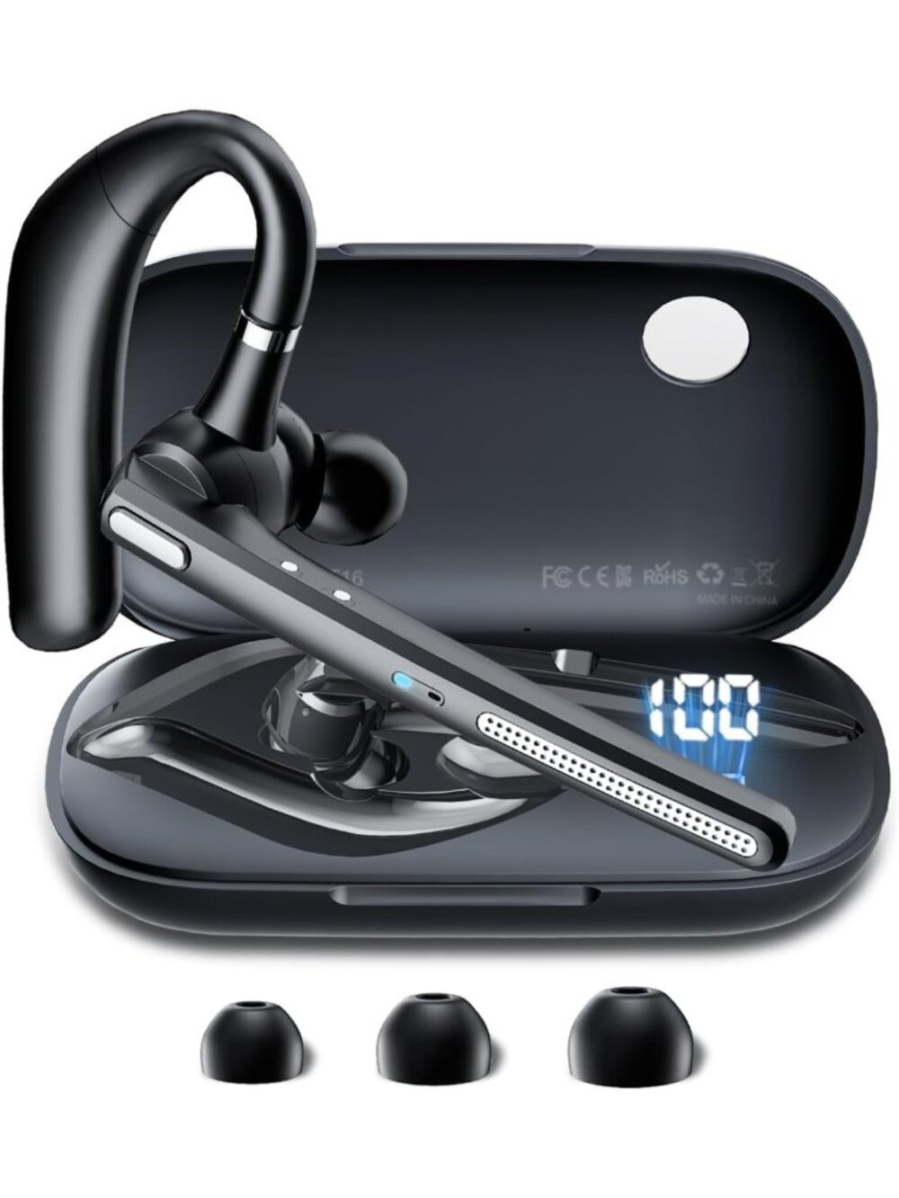 Wireless Bluetooth Headset with 72-Hour Talk Time & Noise Cancelling Mic